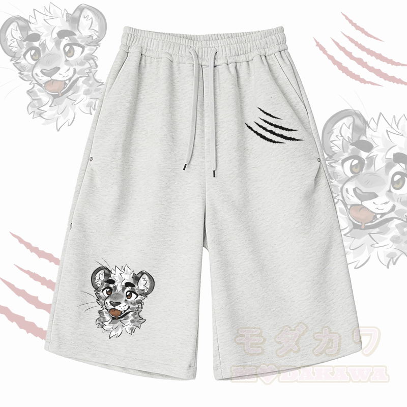 MODAKAWA X atka Cheeky Tiger Face Graphic Wide Leg Cropped Pants - Hellgrau - 2XL - image 5