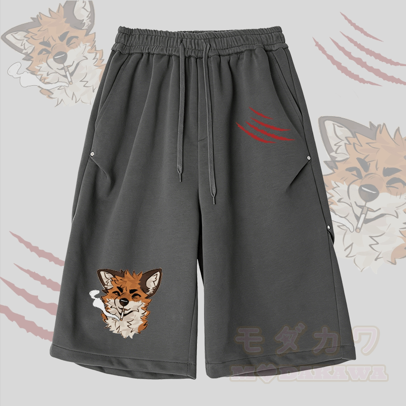 MODAKAWA X atka Fox Smoking Graphic Wide Leg Cropped Pants - Dunkelgrau - 2XL - image 5
