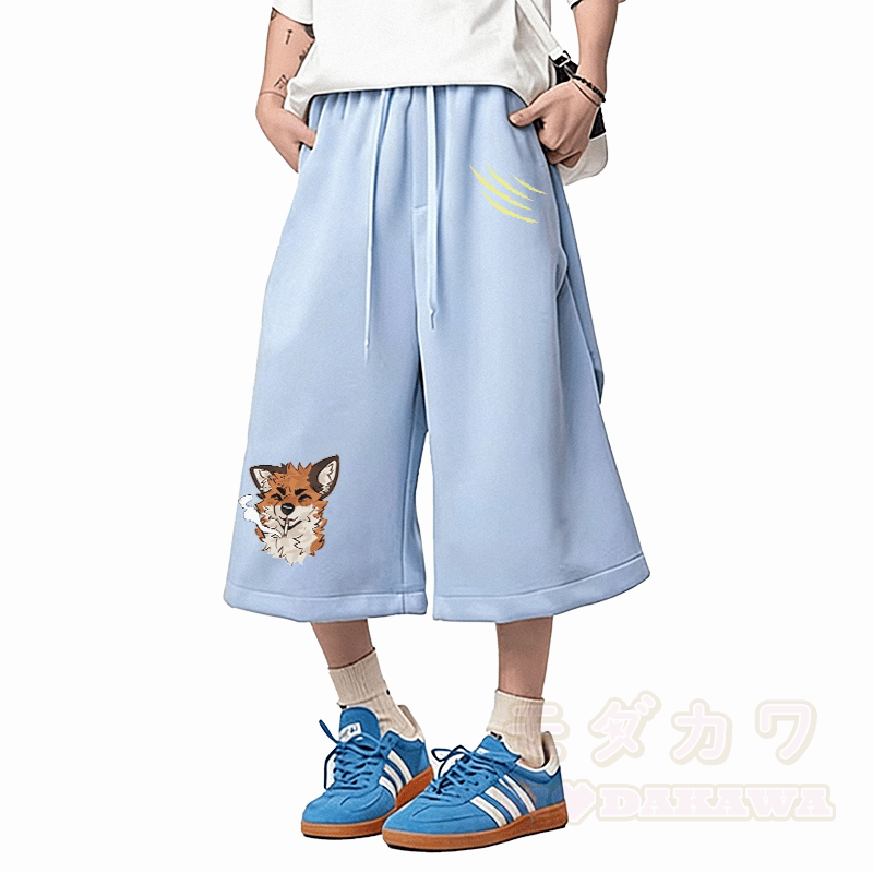 MODAKAWA X atka Fox Smoking Graphic Wide Leg Cropped Pants - image 1