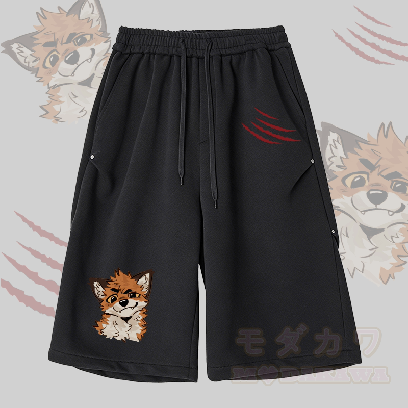 MODAKAWA X atka Lustige Fuchs-Grafik Weite Bein Cropped Pants - Schwarz - 2XL - image 2