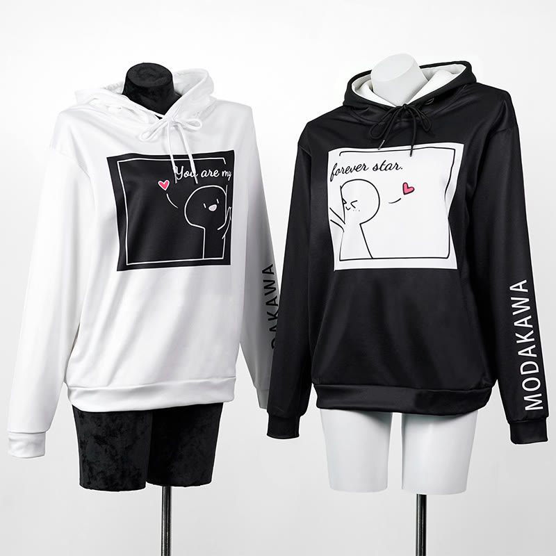 YOU ARE MY FOREVER STAR Modakawa Character Letter Print Loose Hoodie - image 1