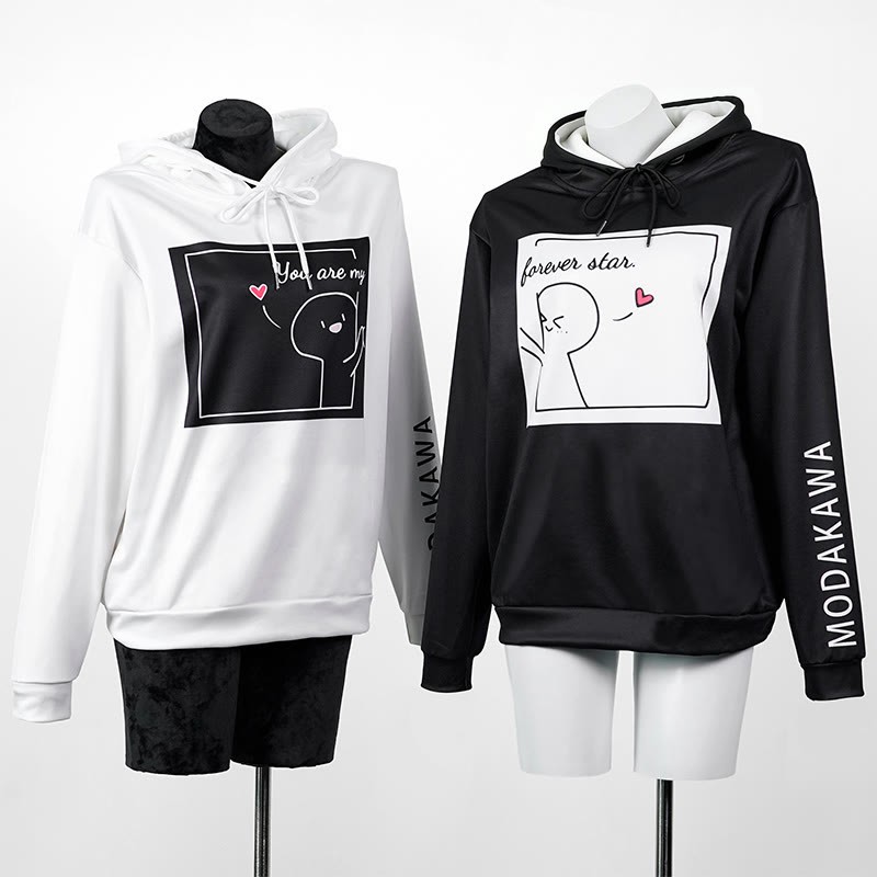 YOU ARE MY FOREVER STAR Modakawa Character Letter Print Loose Hoodie - image 1