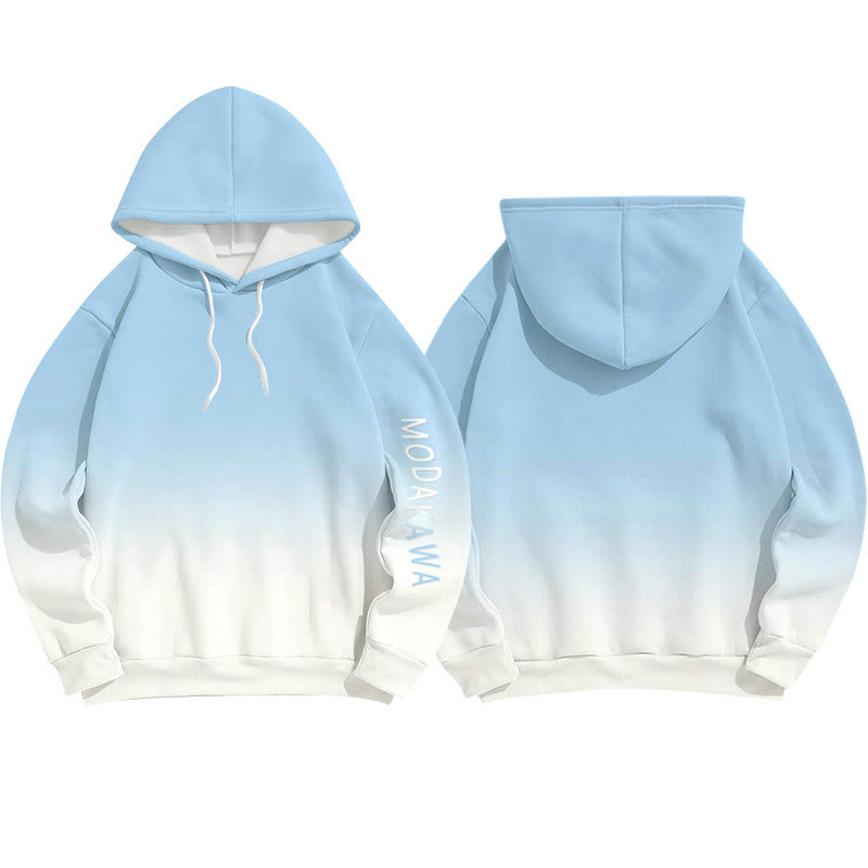 Modakawa Kapuzenpullover mit Farbverlauf und Buchstabenprint - Blue&White - 6XL - image 2
