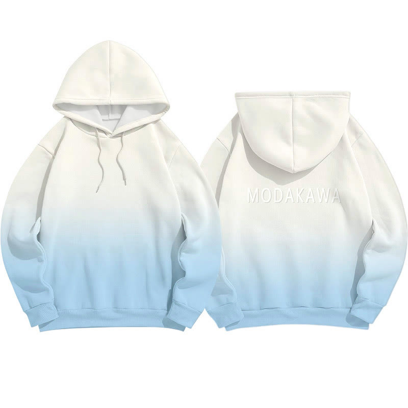 Modakawa Kapuzenpullover mit Farbverlauf und Buchstabenprint - White&Blue - 6XL - image 1