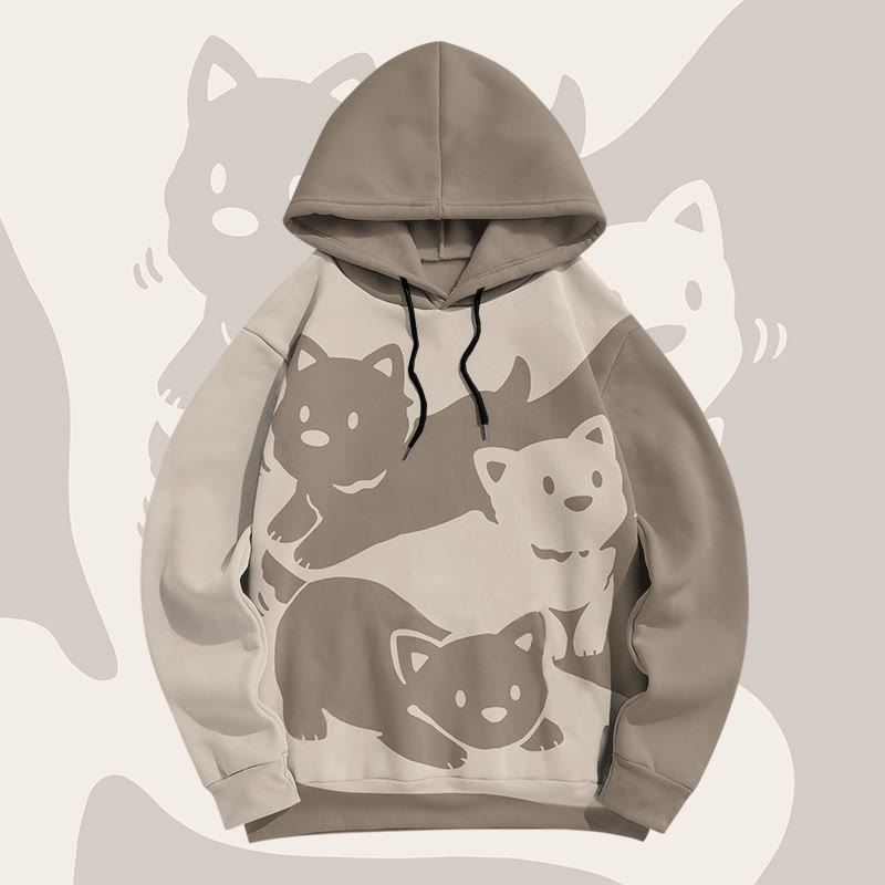 MODAKAWA Pullover-Hoodie mit Welpenmotiv und Farben -Print - Khaki - 6XL - image 2