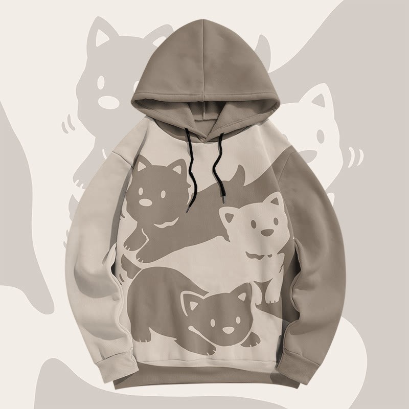 MODAKAWA Pullover-Hoodie mit Welpenmotiv und Farben -Print - Khaki - 6XL - image 2