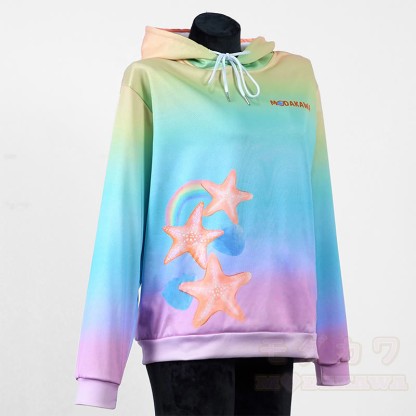 Modakawa Kapuzenpullover mit Farbverlauf, Seestern- und Buchstabenprint, locker geschnitten - image 2