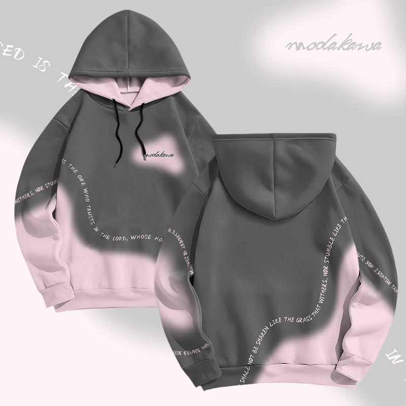 MODAKAWA Pullover-Hoodie mit Farbverlauf und Allover-Print mit Buchstabengrafik - image 1