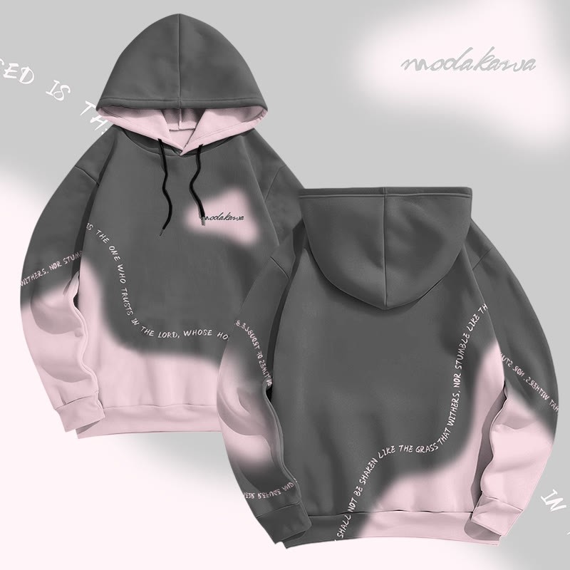 MODAKAWA Pullover-Hoodie mit Farbverlauf und Allover-Print mit Buchstabengrafik - image 1