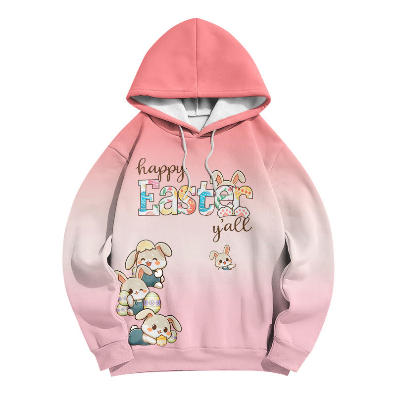 Modakawa Hoodie mit Farbverlauf, Hasenmotiv und Buchstabenprint, locker geschnitten - Pink - 6XL - image 2