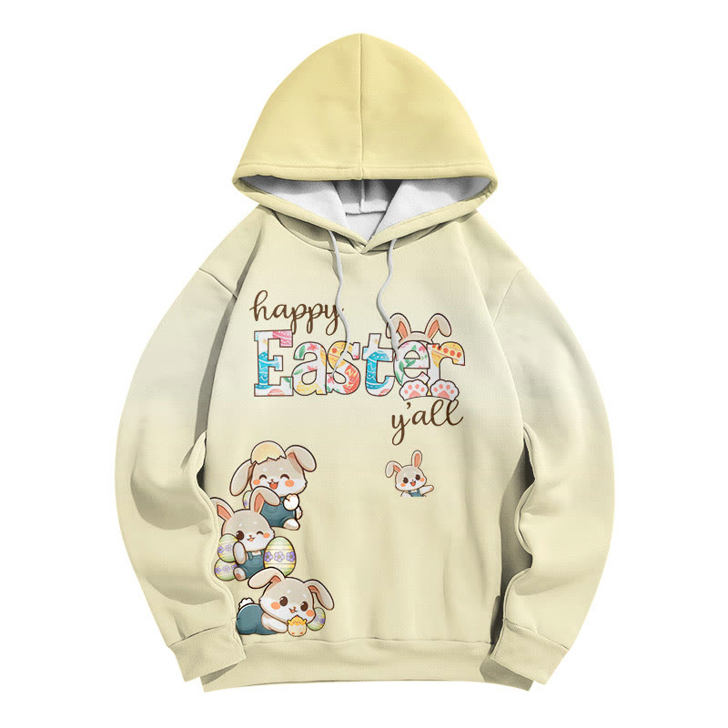 Modakawa Hoodie mit Farbverlauf, Hasenmotiv und Buchstabenprint, locker geschnitten - Yellow - 6XL - image 1