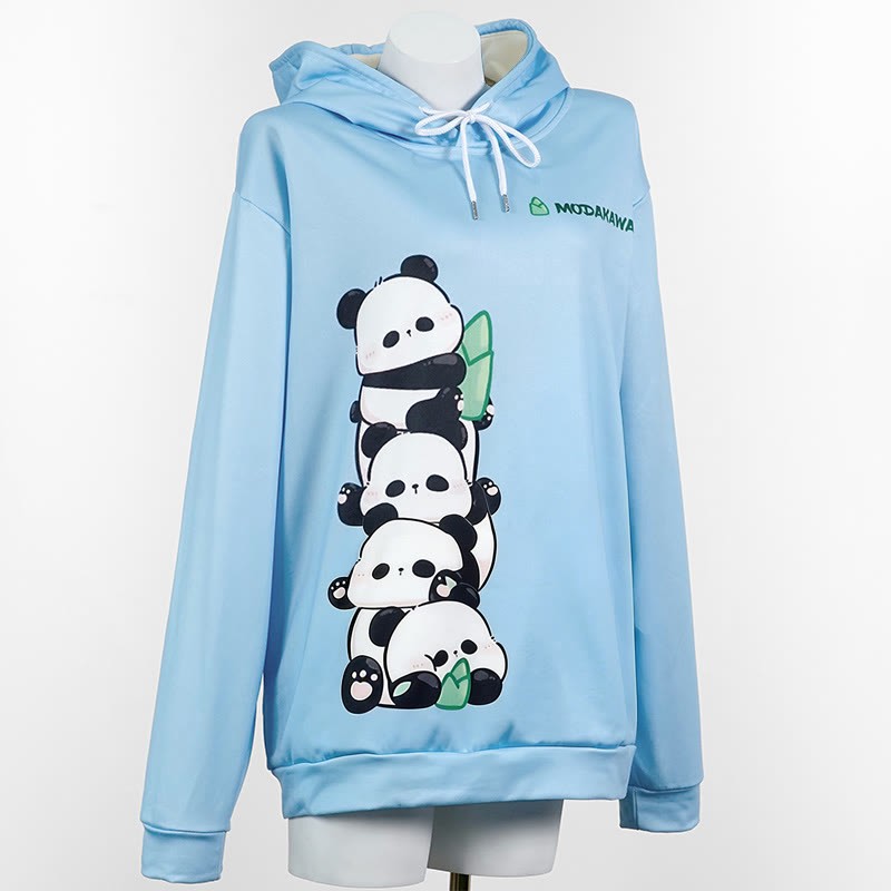 Modakawa Hoodie mit Panda-Buchstabenprint - Blue - 6XL - image 1