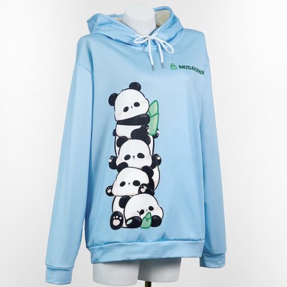 Modakawa Hoodie mit Panda-Buchstabenprint - Blue - 6XL - image 1