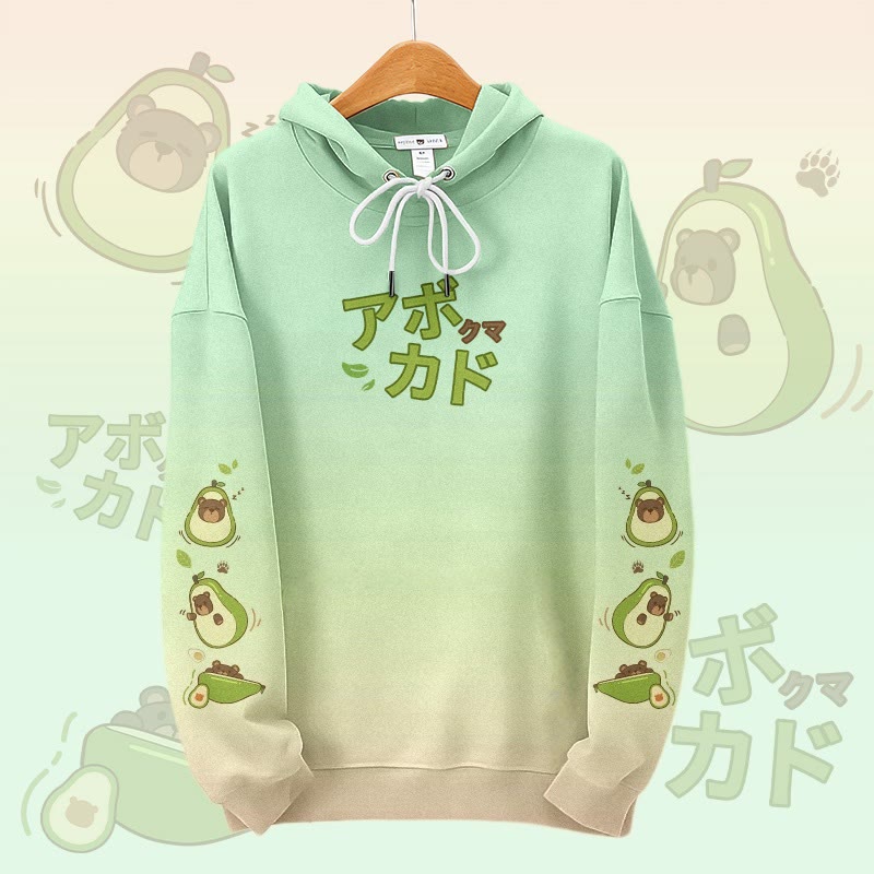 MODAKAWA Pullover-Hoodie mit Avocado-Bär-Grafik-Allover-Print - Green - 6XL - image 2