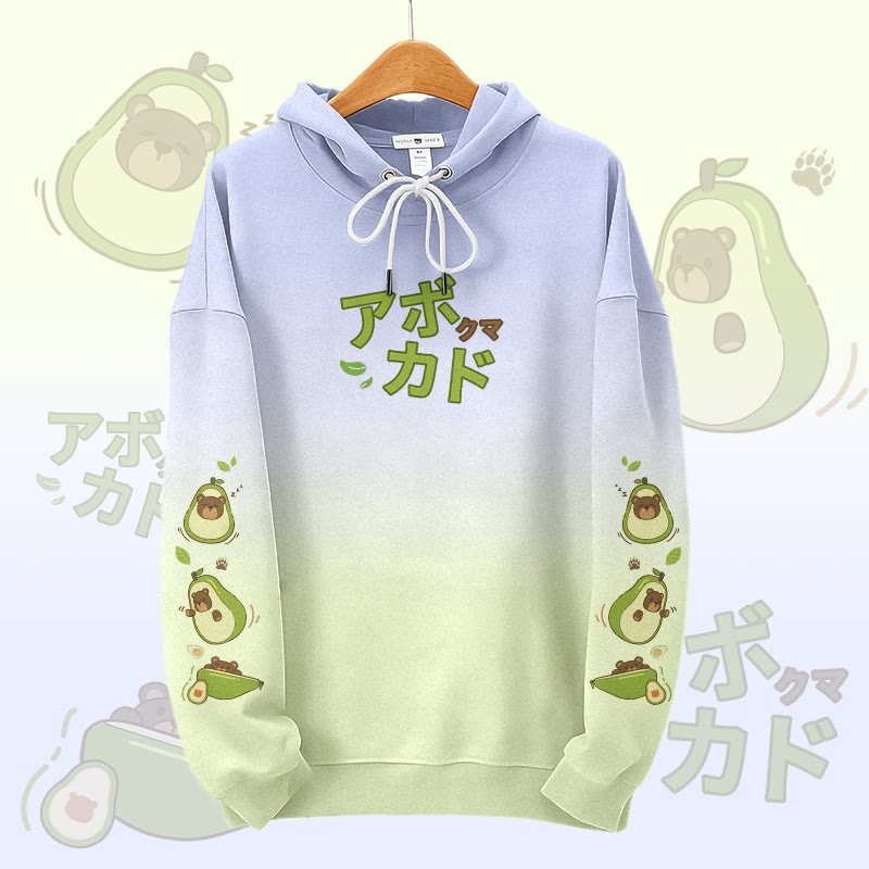 MODAKAWA Pullover-Hoodie mit Avocado-Bär-Grafik-Allover-Print - Blue - 6XL - image 1