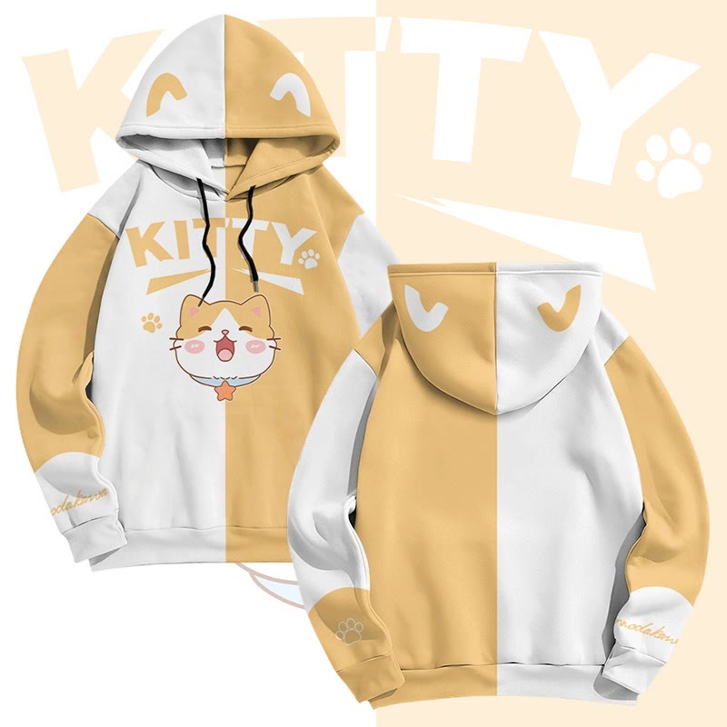 MODAKAWA Happy Kitty Kapuzenpullover mit Allover-Print - Yellow - 6XL - image 2