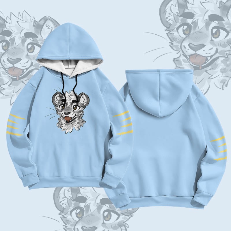 MODAKAWA X atka Pullover-Hoodie mit frechem Tigergesicht-Grafikprint - Blue - 6XL - image 1
