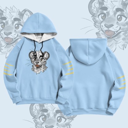 MODAKAWA X atka Pullover-Hoodie mit frechem Tigergesicht-Grafikprint - Blue - 6XL - image 1
