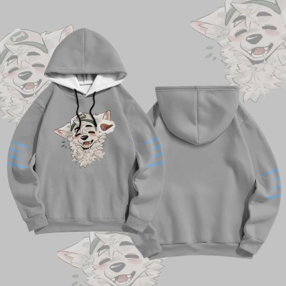 MODAKAWA X atka Fox Wants Meat Graphic All Over Print Pullover Hoodie - Grey - 6XL - image 1