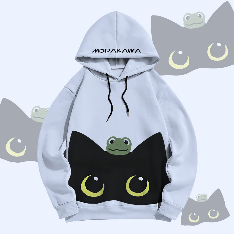 MODAKAWA Pullover-Hoodie mit Frosch- und Katzenmotiv (Allover-Print) - Blue - 6XL - image 2