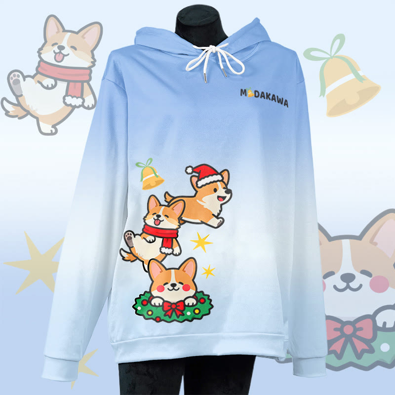 MODAKAWA Pullover-Hoodie mit Weihnachtswelpen-Motiv und Allover-Print - Blue - 6XL - image 2