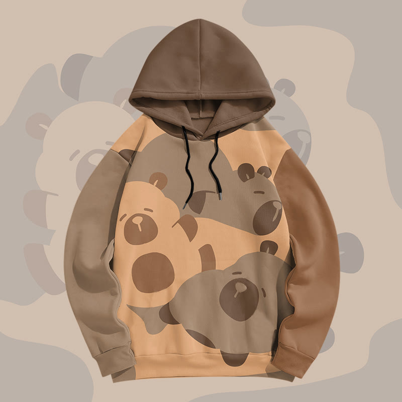 MODAKAWA Farben Block Capybara Graphic All Over Print Pullover Hoodie - Brown - 6XL - image 2