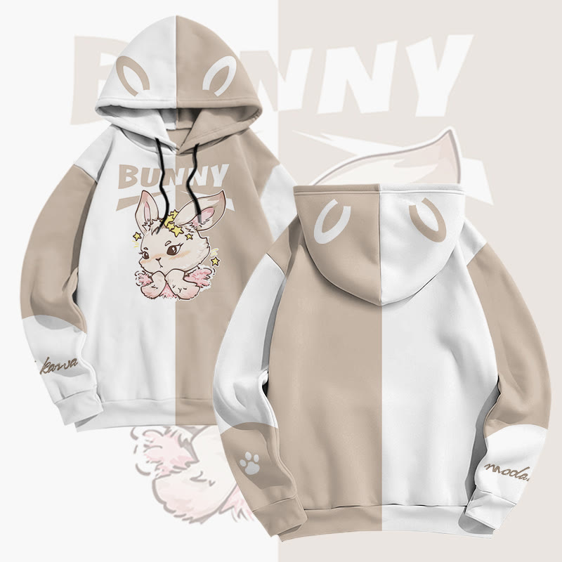MODAKAWA Pullover-Hoodie mit Sternenhasen-Grafik-Allover-Print - Camel - 6XL - image 2