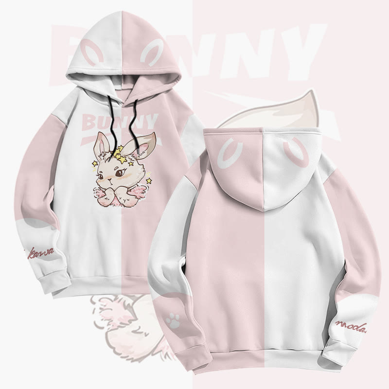 MODAKAWA Pullover-Hoodie mit Sternenhasen-Grafik-Allover-Print - Pink - 6XL - image 1