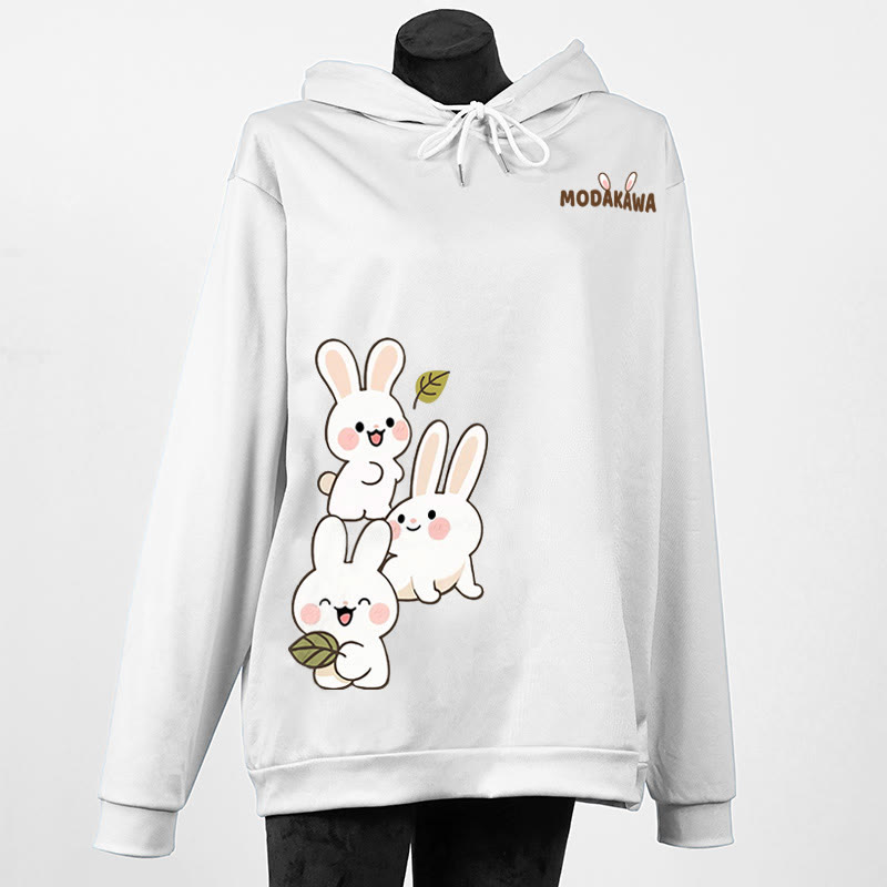 Modakawa Hoodie mit gestapeltem Hasenbuchstaben-Print - White - 6XL - image 4