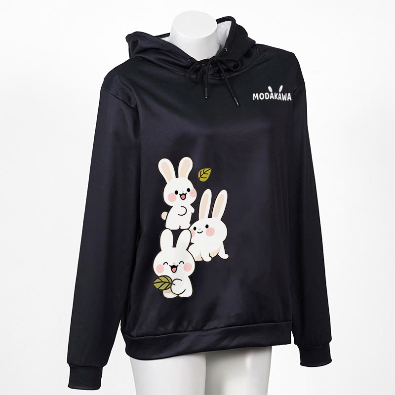 Modakawa-Hoodie mit gestapeltem Hasen-Buchstabenprint, locker geschnitten - Black - 6XL - image 2