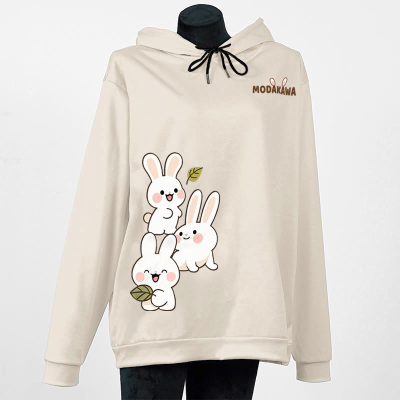 Modakawa Hoodie mit gestapeltem Hasenbuchstaben-Print - Apricot - 6XL - image 3