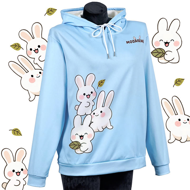 Modakawa Hoodie mit gestapeltem Hasenbuchstaben-Print - Blue - 6XL - image 1