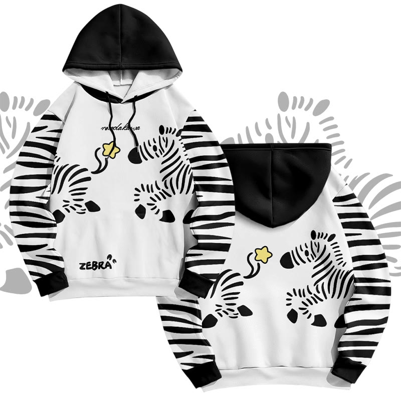MODAKAWA Pullover-Hoodie mit Zebra-Print und Allover-Grafik - White - 6XL - image 2