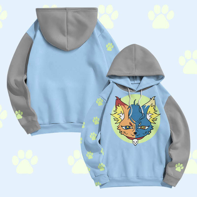 MODAKAWA Pullover-Hoodie mit Allover-Print „Mystic Cat“ - Blue - 6XL - image 2