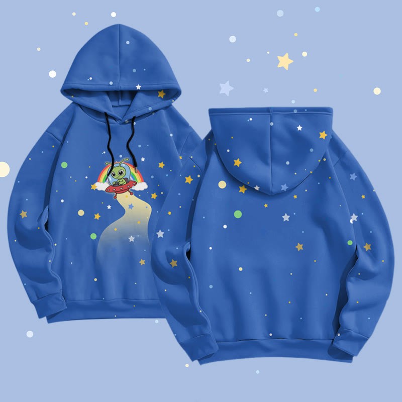 MODAKAWA Pullover-Hoodie mit Sternen-Alien-Grafik-Allover-Print - Dark Blue - 6XL - image 1