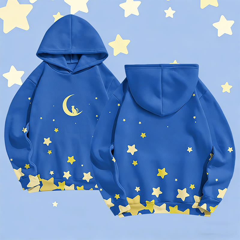 MODAKAWA Pullover-Hoodie mit Sternen- und Mondgrafik-Allover-Print - Dark Blue - 6XL - image 2