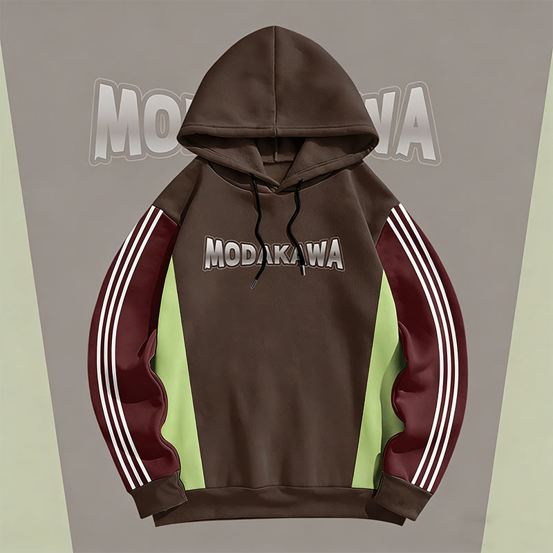MODAKAWA Pullover-Hoodie mit Allover-Print und Buchstabenstreifen - Brown - 6XL - image 2