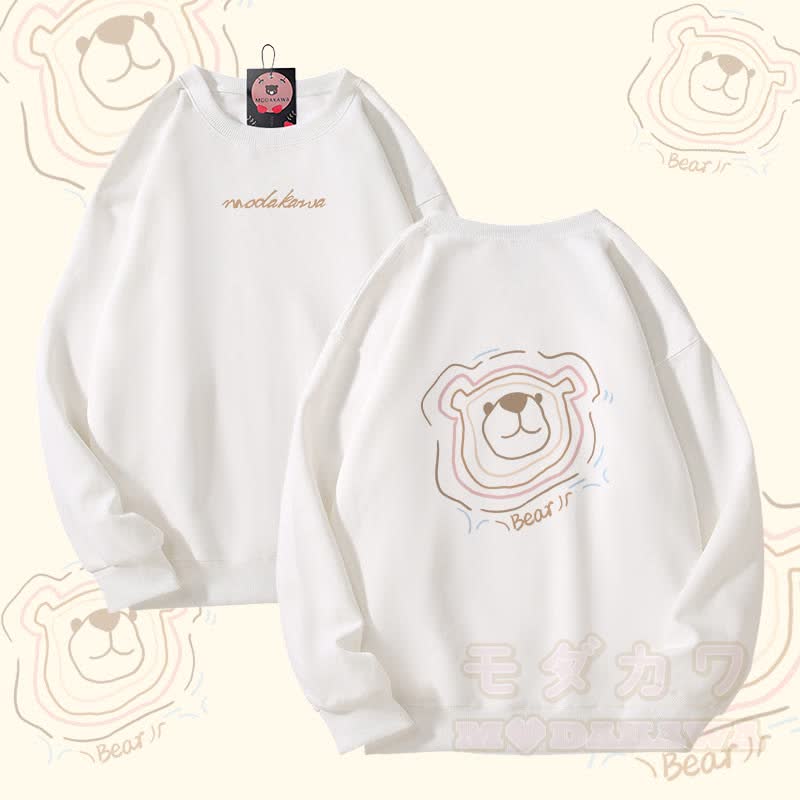 Modakawa Unisex-Sweatshirt mit Bären-Linienkunst-Grafik - Weiß - 5XL - image 3