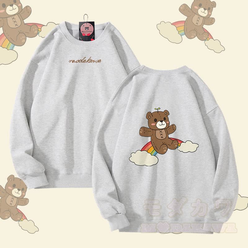 Modakawa Unisex-Sweatshirt mit Regenbogenbär-Motiv - Hellgrau - 5XL - image 2