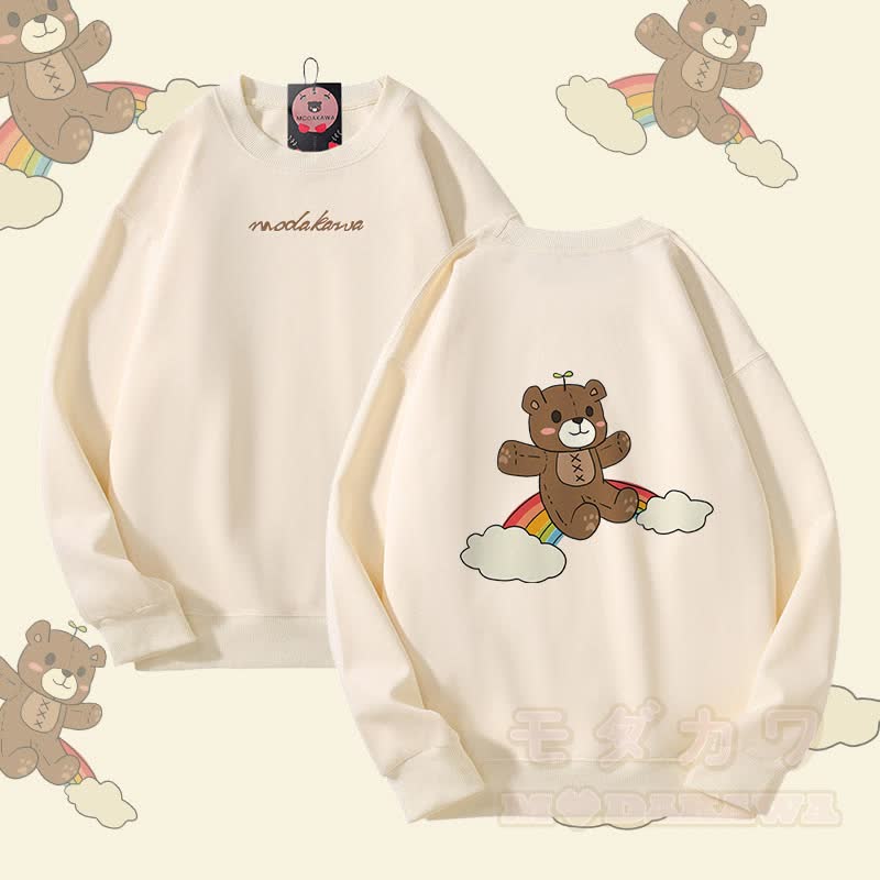 Modakawa Unisex-Sweatshirt mit Regenbogenbär-Motiv - Beige - 5XL - image 1