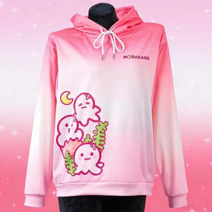 Modakawa Kapuzenpullover mit Farbverlauf und Oktopus-Buchstabenprint, locker geschnitten - Pink - 6XL - image 1