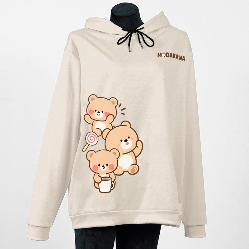 Modakawa Hoodie mit Bärenmotiv und Buchstabenprint - Apricot - 6XL - image 1