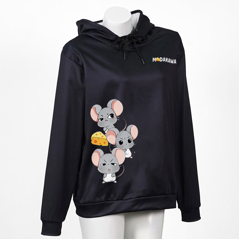 Modakawa Hoodie mit gestapeltem Maus-Buchstabenprint - Black - 6XL - image 2