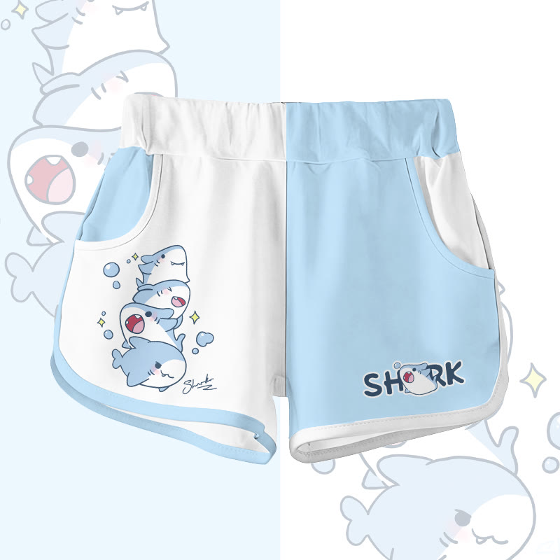 Modakawa Shorts mit verspielter Hai-Grafik - White & Blue - 5XL - image 1