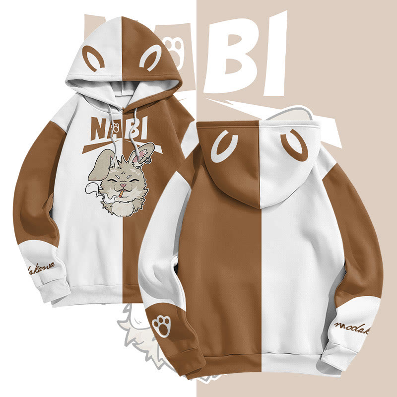 MODAKAWA NABI Pullover-Hoodie mit Allover-Print und Raucherhasen-Grafik - Brown - 6XL - image 2