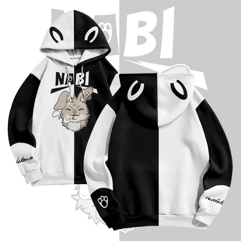 MODAKAWA NABI Pullover-Hoodie mit Allover-Print und Raucherhasen-Grafik - White - 6XL - image 1