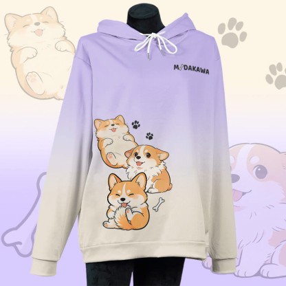 MODAKAWA Pullover-Hoodie mit Allover-Print eines Hundes mit herausgestreckter Zunge - Purple - 6XL - image 3