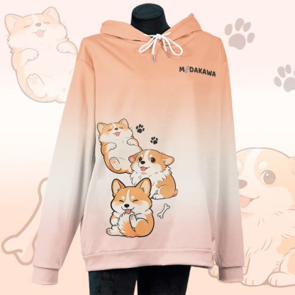 MODAKAWA Pullover-Hoodie mit Allover-Print eines Hundes mit herausgestreckter Zunge - Orange - 6XL - image 2