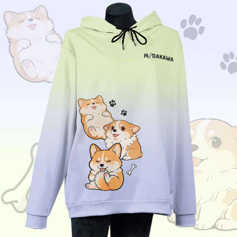 MODAKAWA Pullover-Hoodie mit Allover-Print eines Hundes mit herausgestreckter Zunge - Green - 6XL - image 4
