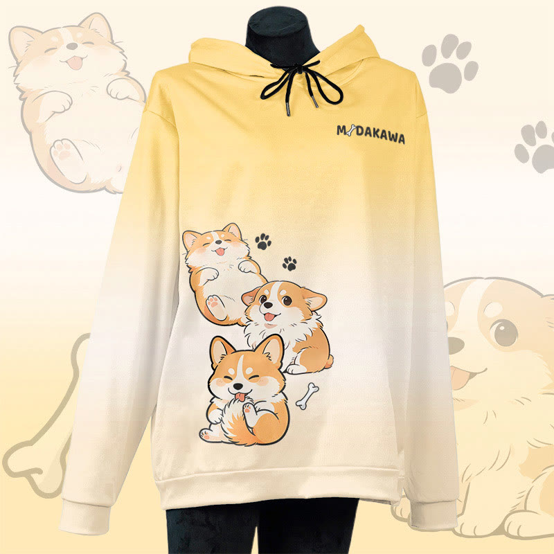 MODAKAWA Pullover-Hoodie mit Allover-Print eines Hundes mit herausgestreckter Zunge - Yellow - 6XL - image 1